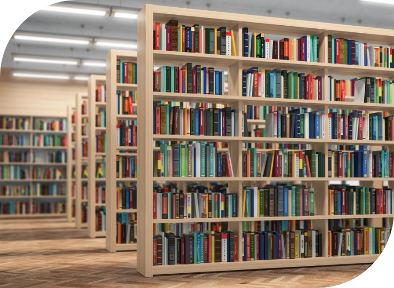 półki w&nbsp;bibliotece